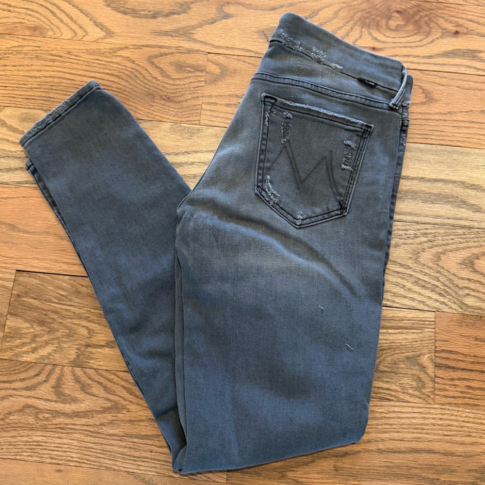 MOTHER Denim The Looker Last Chance Saloon Dark Gray Skinny Jeans